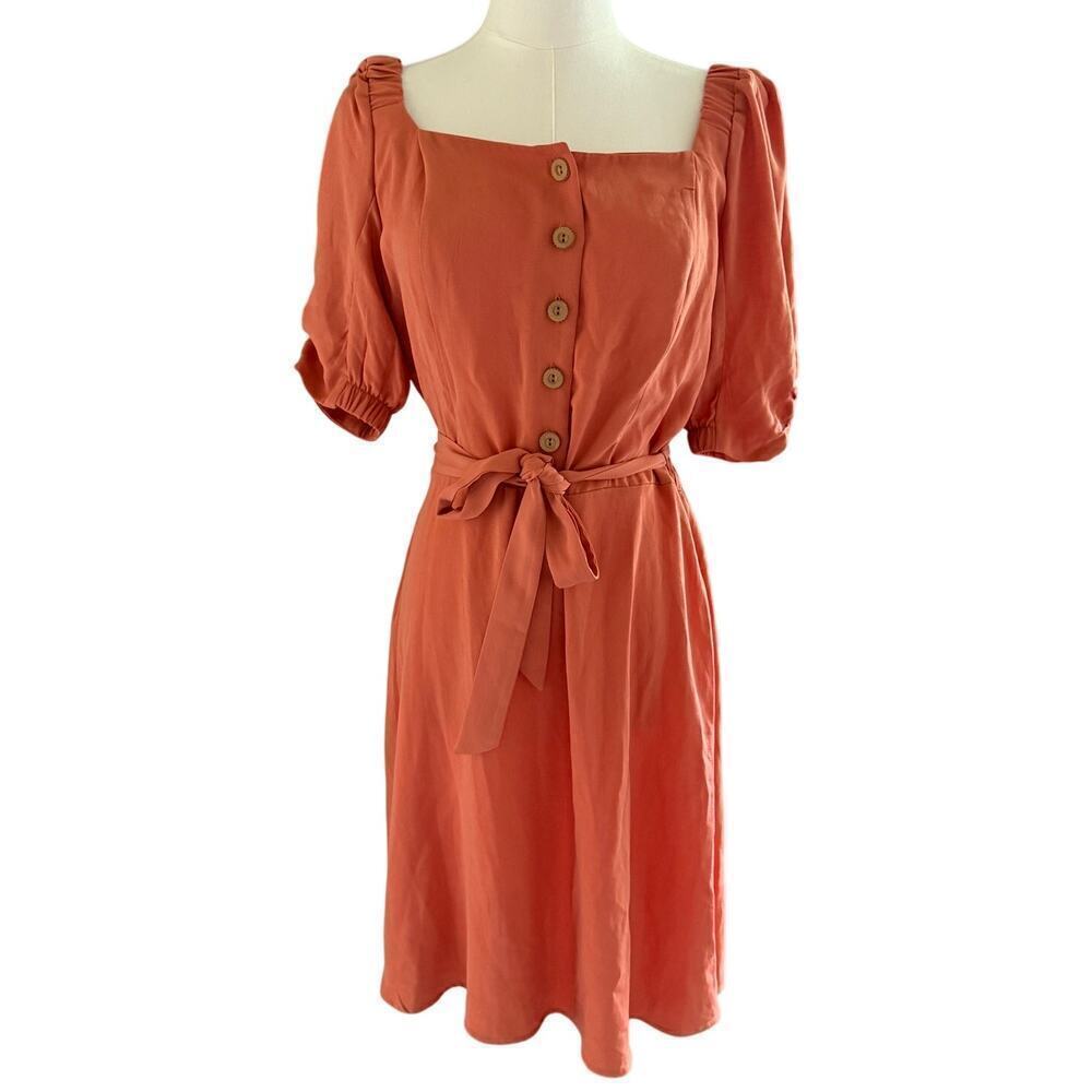 Lauren Conrad Orange Mini Dress Medium 3/4 Sleeves Autumn Pumpkin Patch Boho